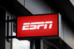 ESPN体育电视网标志，红色背景白色字母ESPN