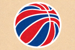 NBA美国职业篮球联赛标志，红蓝相间的篮球图案