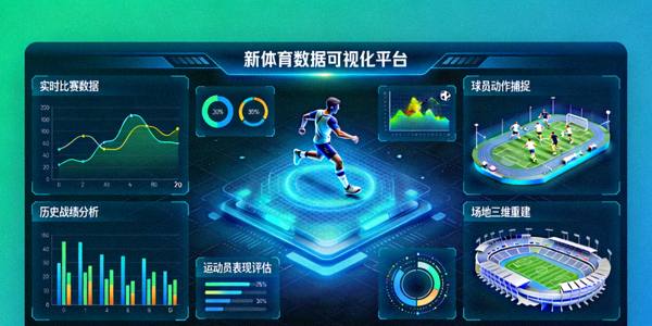新上线的体育数据可视化平台界面展示，包含复杂的图表和3D模型